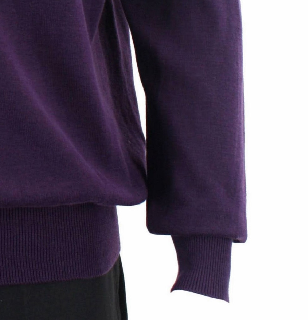 Bassiri Turtle-Neck Cotton Blend Knit Long Sleeve Sweater - Purple